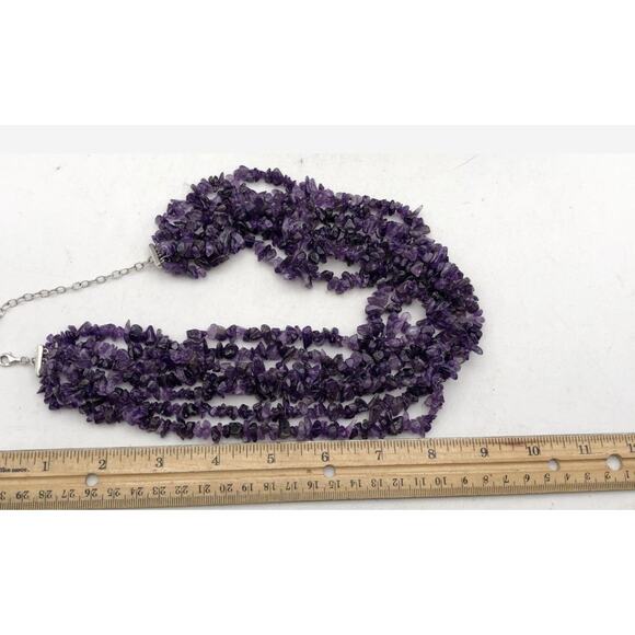 Ross & Simmons 16in Layered Amethyst Gemstone Necklace & Sterling Clasp 184.4g - Picture 4 of 5